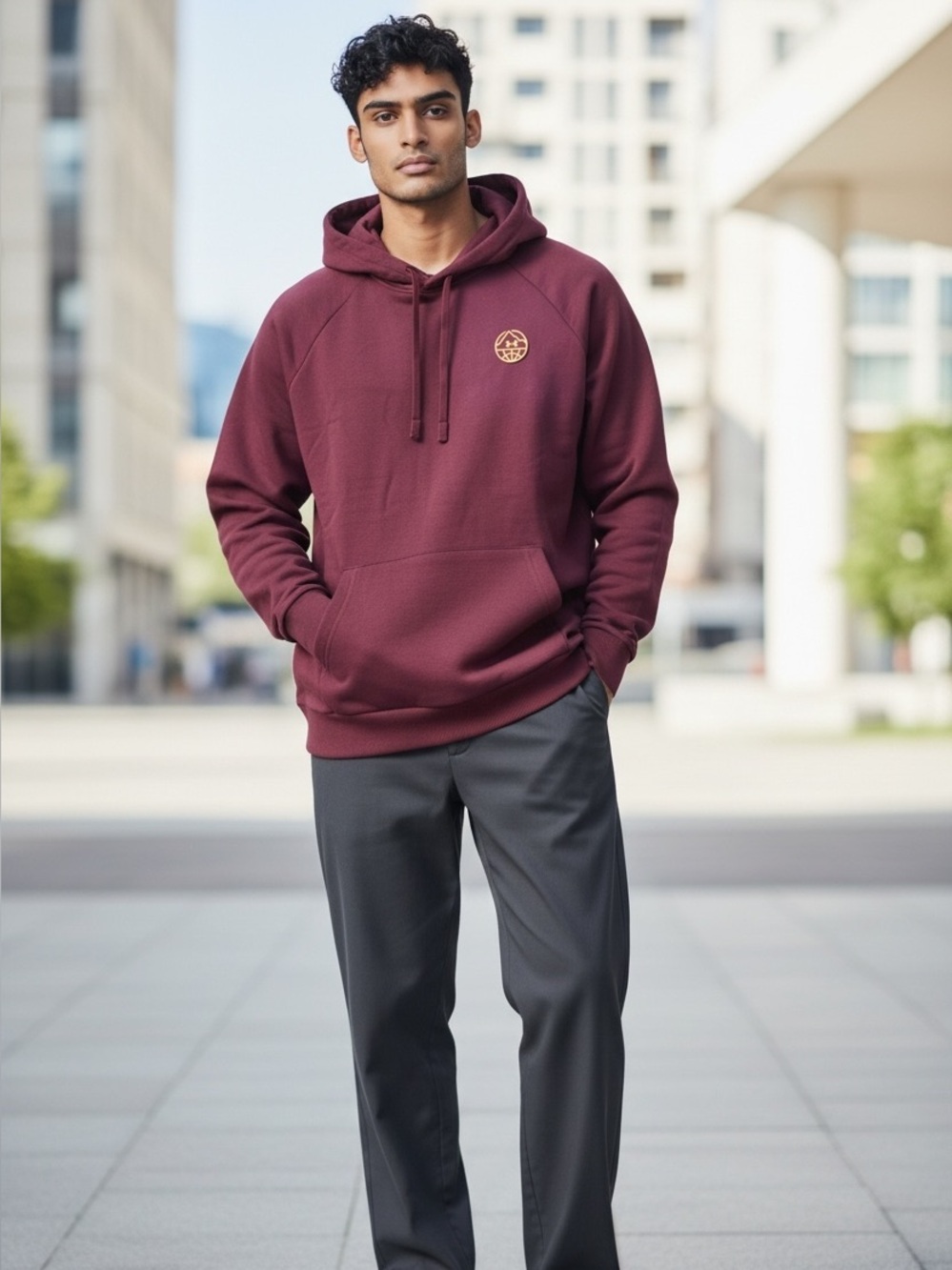 Under Armour Rival Fleece Mountain Hoodie Plum/Gold Sz L
